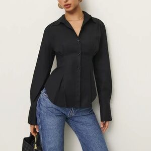 NWOT Reformation Becker Shirt Black - Size 2